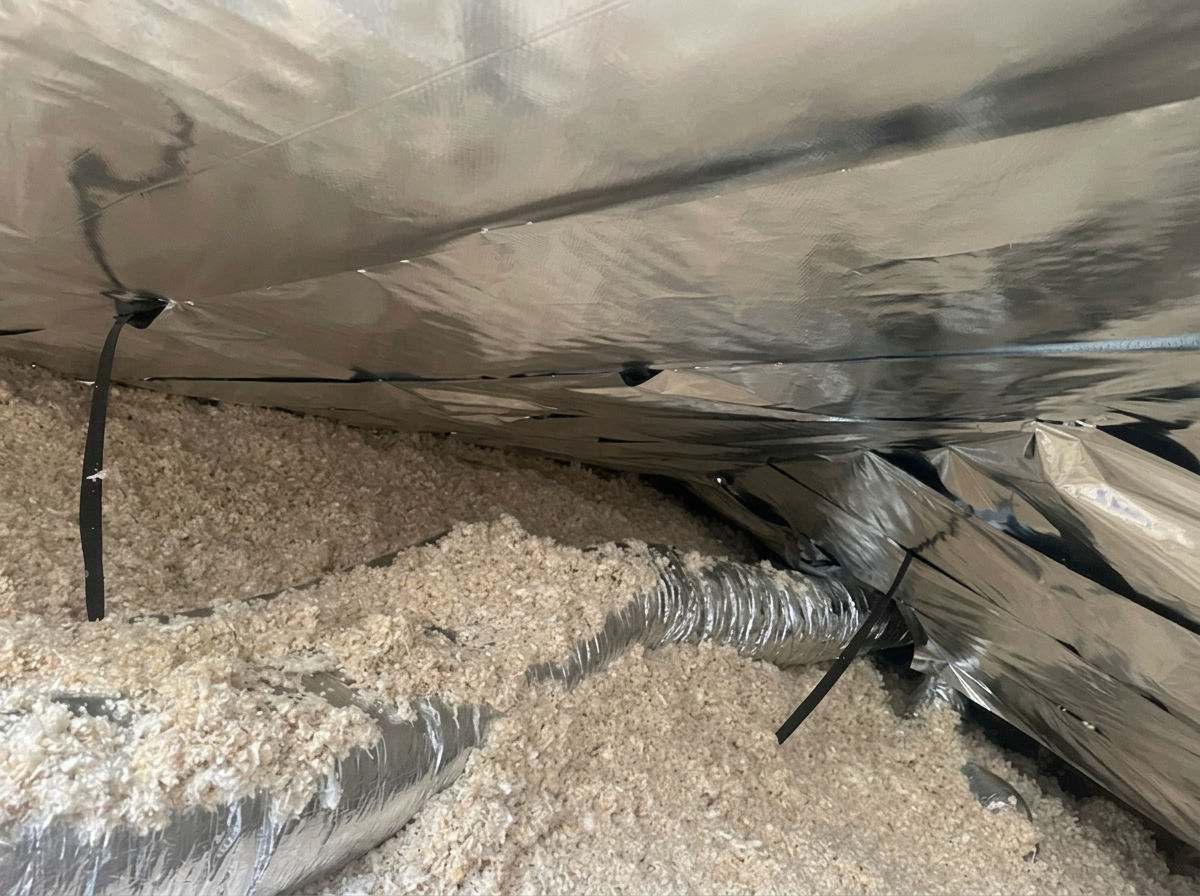 Wide attic view showing radiant barrier install in Palm Coast FL home
